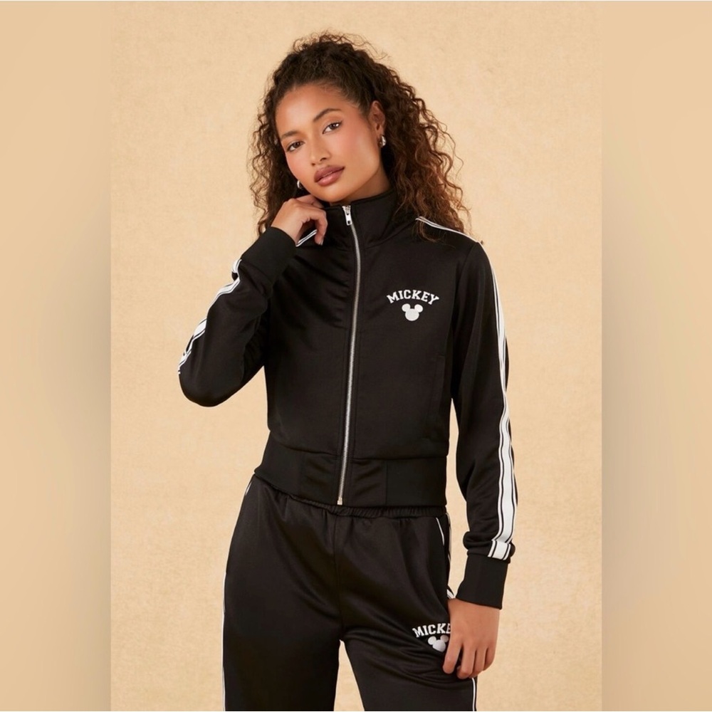 Forever 21 Black and White Mickey Track Jacket